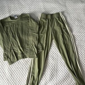 Adidas green jogger suit